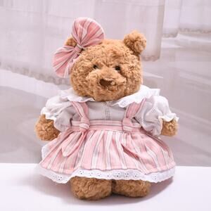 Bartholomew bear clothes outfits - Pink Striped Shirt Dress Set[LR-04-10IN]